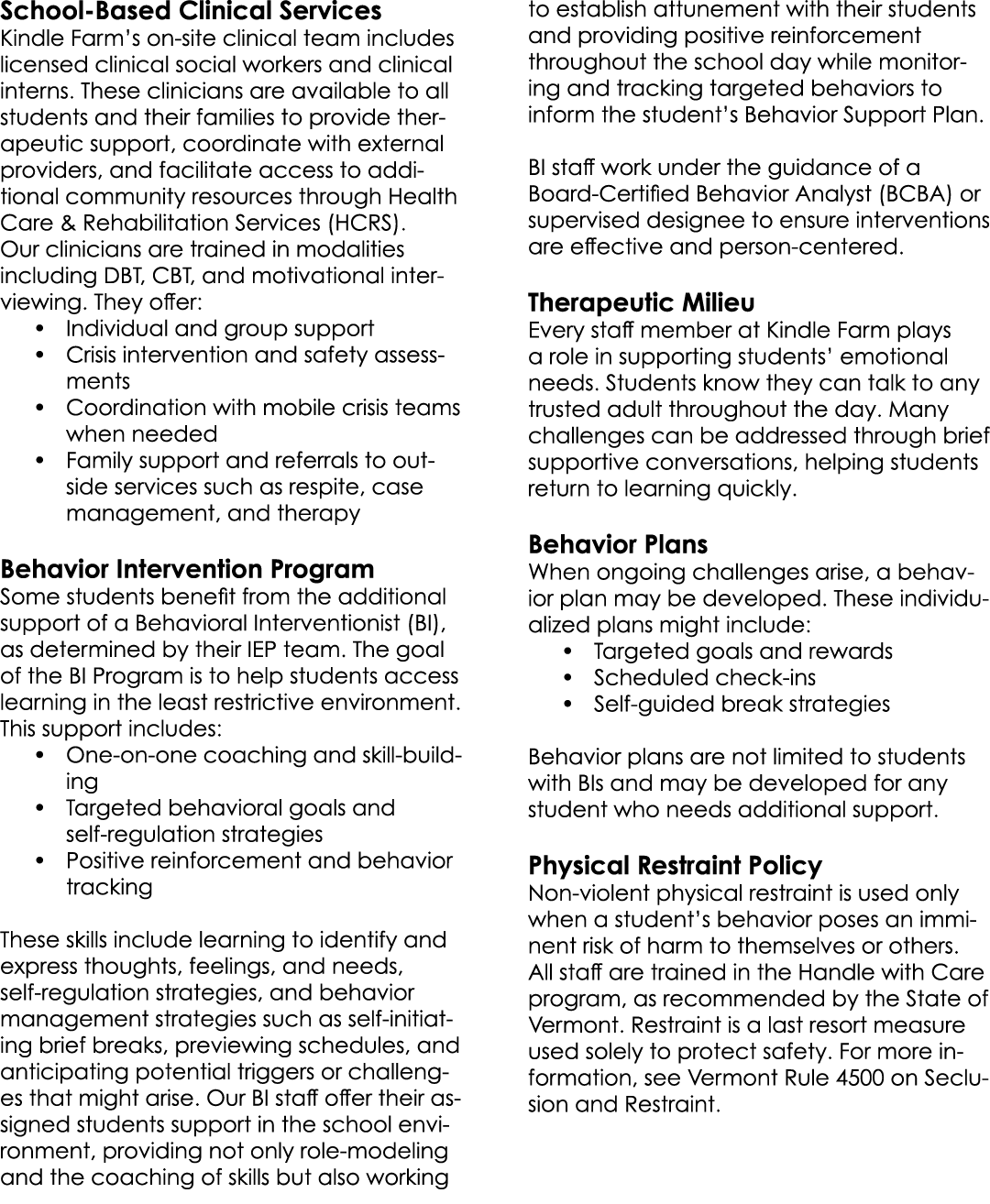 School Based Clinical Services Kindle Farm’s on site clinical team includes licensed clinical social workers and clin...