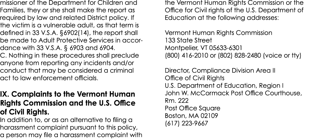 missioner of the Department for Children and Families, they or she shall make the report as required by law and relat...